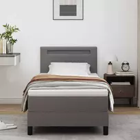 Kiemas lova su čiužiniu Pilka 90 x 200 cm Dirbtinė oda