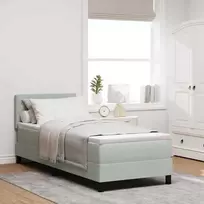 Kiemas lova su čiužiniu Šviesiai pilka 80 x 200 cm Aksomas