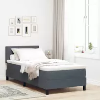 Kiemas lova su čiužiniu Tamsiai pilka 90 x 200 cm Aksomas