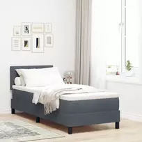 Kiemas lova su čiužiniu Tamsiai pilka 80 x 200 cm Aksomas