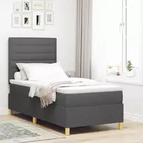 Kiemas lova su čiužiniu Tamsiai pilka 90 x 200 cm audinys