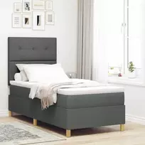 Kiemas lova su čiužiniu Tamsiai pilka 80 x 200 cm audinys
