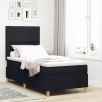 Kiemas lova su čiužiniu su galvūgalio Juoda 90 x 190 cm audinys