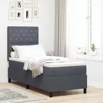 Kiemas lova su čiužiniu Tamsiai pilka 80 x 200 cm Aksomas