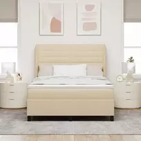 Kiemas lova su čiužiniu Kreminė 140 x 200 cm audinys