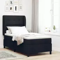 Kiemas lova su čiužiniu su galvūgalio Juoda 90 x 190 cm audinys