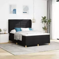 Kiemas lova su čiužiniu Juodas 200 x 140 cm audinys