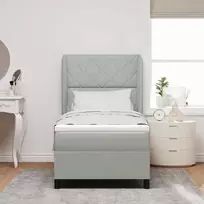 Kiemas lova su čiužiniu Šviesiai pilka 200 x 90 cm Aksomas