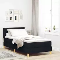 Kiemas lova su čiužiniu Juodas 200 x 80 cm audinys