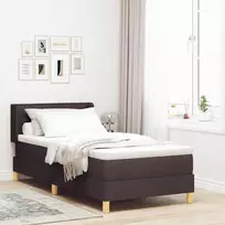 Kiemas lova su čiužiniu Tamsiai rudas 190 x 90 cm audinys