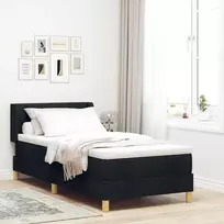 Kiemas lova su čiužiniu su galvūgalio Juoda 190 x 90 cm audinys