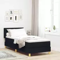 Kiemas lova su čiužiniu su galvūgalio Juoda 200 x 80 cm audinys