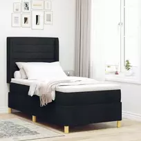 Kiemas lova su čiužiniu su galvūgalio Juoda 90 x 190 cm audinys