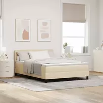 Kiemas lova su čiužiniu su LED Kreminė 140 x 190 cm audinys