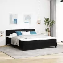 Kiemas lova su čiužiniu su LED Juoda 180 x 200 cm audinys