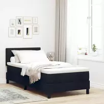 Kiemas lova su čiužiniu su LED Juoda 80 x 200 cm audinys