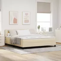 Kiemas lova su čiužiniu su LED Kreminė 180 x 200 cm audinys