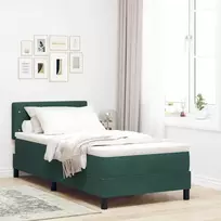 LED Čiužinio Lova su čiužiniu Tamsiai žalia 90 x 190 cm Aksomas