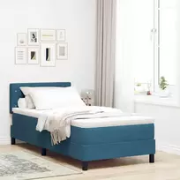 LED Čiužinio Lova su LED Tamsiai mėlyna 90 x 190 cm Aksomas
