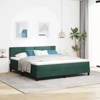 LED Čiužinio Lova su LED Tamsiai žalia 180 x 200 cm Aksomas