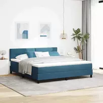 LED Čiužinio Lova su LED Tamsiai mėlyna 180 x 200 cm Aksomas