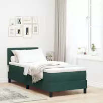 LED Čiužinio Lova su čiužiniu Tamsiai žalia 80 x 200 cm Aksomas