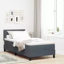LED Čiužinio Lova su čiužiniu Tamsiai pilka 90 x 190 cm Aksomas