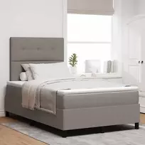 Kiemas lova su čiužiniu su LED Taupe 120 x 190 cm audinys