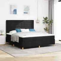 LED Čiužinio Lova su čiužiniu Juoda 180 x 200 cm audinys