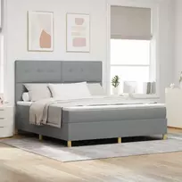 LED Čiužinio Lova Šviesiai pilka 180 x 200 cm audinys