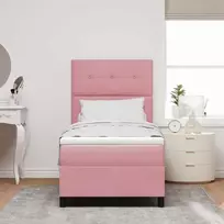 LED Čiužinio Lova su čiužiniu Rožinė 80 x 200 cm Aksomas