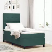 LED Čiužinio Lova su čiužiniu Tamsiai žalia 90 x 190 cm Aksomas