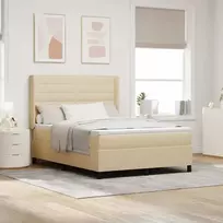 LED Čiužinio Lova su čiužiniu Kreminė 140 x 200 cm audinys