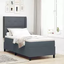 Kiemas lova su čiužiniu Tamsiai pilka 80 x 200 cm Aksomas