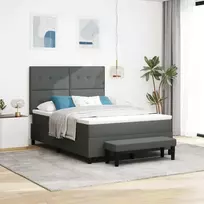 Kiemas lova su pagalve Tamsiai pilka 140 x 190 cm audinys