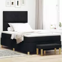 Kiemas lova su pagalve su galvūgalio Juoda 200 x 120 cm audinys