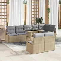 Sodo Sofų Rinkinys 9 pcs smėlio ir šviesiai pilkos spalvos