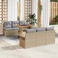 Sodo Sofų Rinkinys 7 pcs smėlio ir šviesiai pilkos spalvos