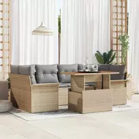 Sodo Sofų Rinkinys 7 pcs smėlio ir šviesiai pilkos spalvos