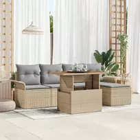 Sodo Sofų Rinkinys 6 pcs smėlio ir šviesiai pilkos spalvos