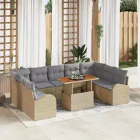 Sodo Sofų Rinkinys 10 pcs smėlio ir šviesiai pilkos spalvos