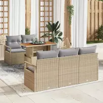 Sodo Sofų Rinkinys 6 pcs smėlio ir šviesiai pilkos spalvos