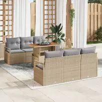 Sodo Sofų Rinkinys 7 pcs smėlio ir šviesiai pilkos spalvos