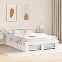Lovos rėmas su stalčių Balta 150 x 200 cm Kietos pušies mediena
