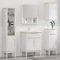 Vonios baldų rinkinys FLORO 4 pcs Balta Kietas pušies medis