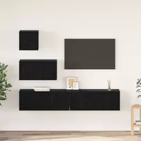 TV spintelių komplektas 3 pcs Juodas ąžuolas Apdirbta mediena