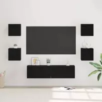 TV spintelių komplektas 6 pcs Juodas ąžuolas Apdirbta mediena