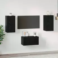 TV spintelių komplektas 3 pcs Juodas ąžuolas Apdirbta mediena