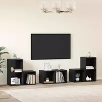 TV spintelių komplektas 6 pcs Juodas ąžuolas Apdirbta mediena