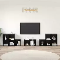 TV spintelės komplektas 8 pcs Juodas ąžuolas Apdirbta mediena